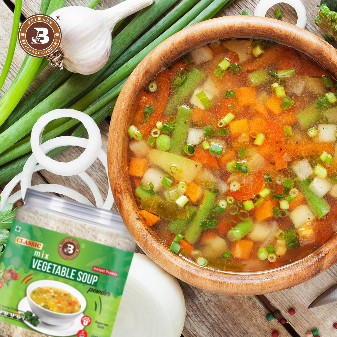 Brew Lab Classic Mix Vegetable Soup Powder | Rich Source of Fluids | Suitable For Vending Machines | Healthy & Tasty | (250gm)