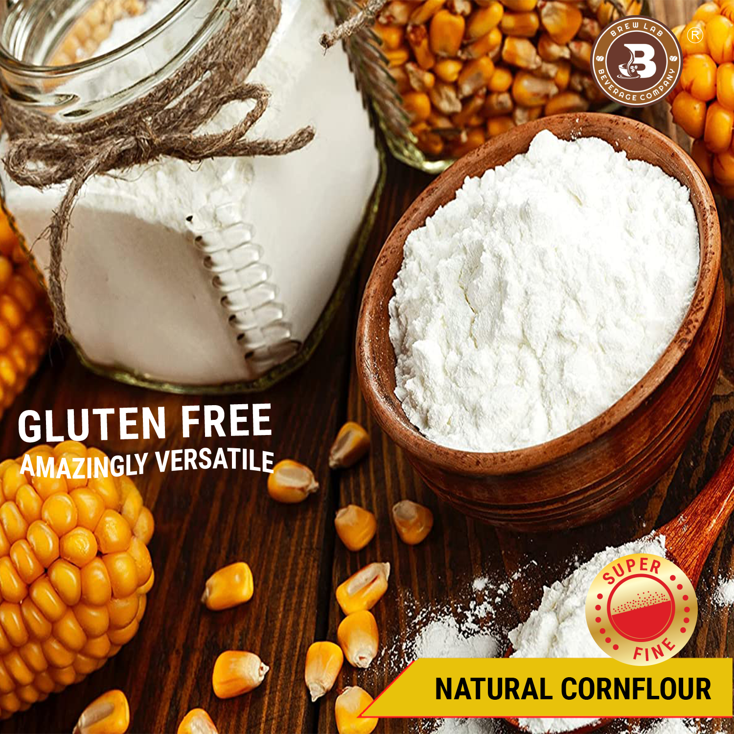 Brew Lab Corn Flour Powder | For Cooking & Baking | Suitable For ...
