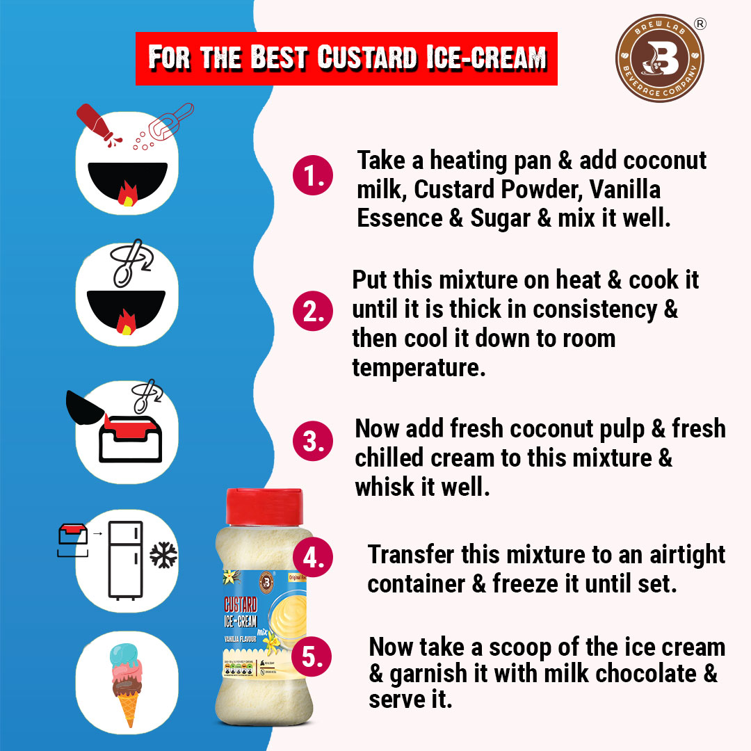 Brew Lab Custard Ice Cream Mix Vanilla | Tasty Vanilla Flavor | Quick To Prepare | 100 g