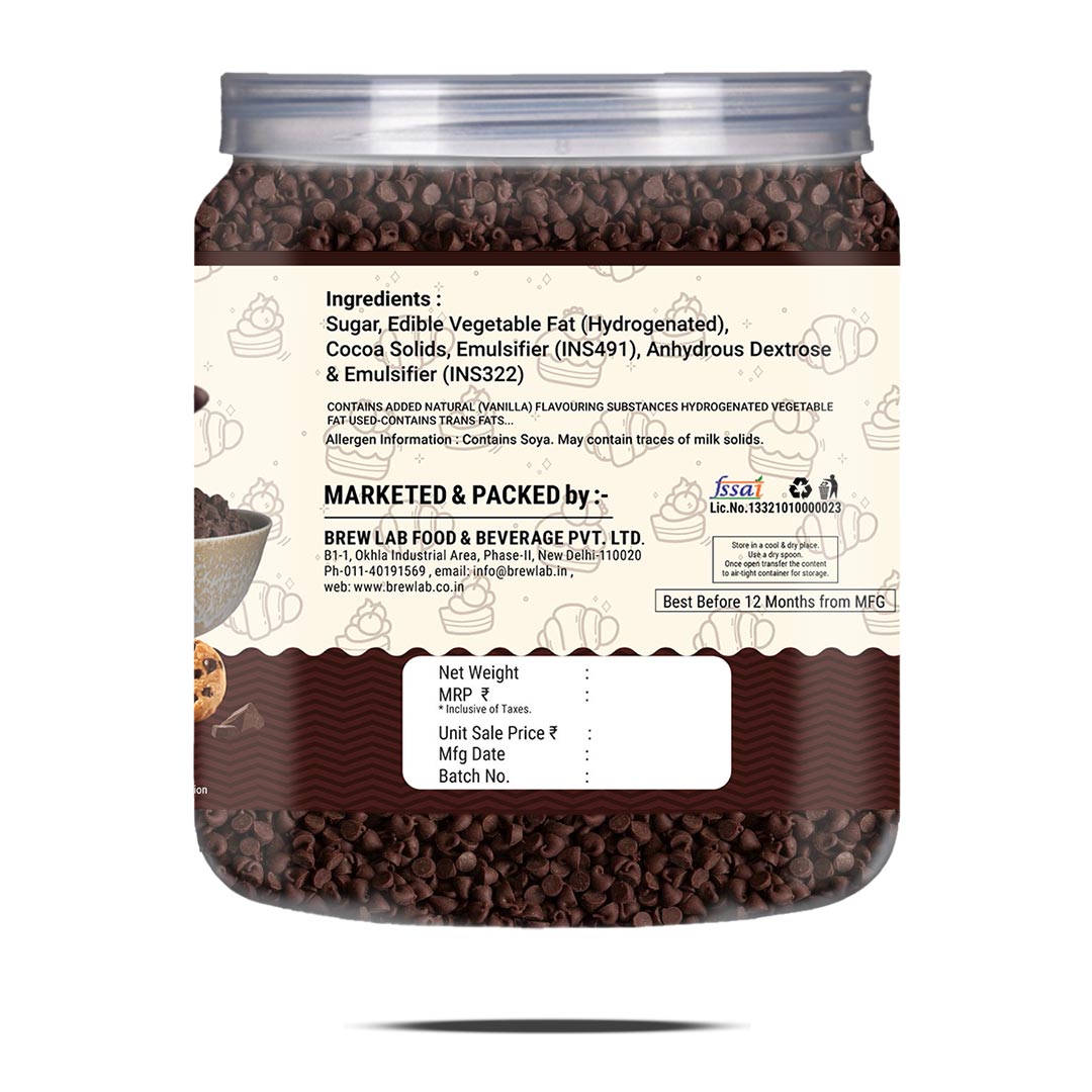 Brew Lab Dark Compound Chips-250g for Cake Decoration,cookies Chips (250 g)