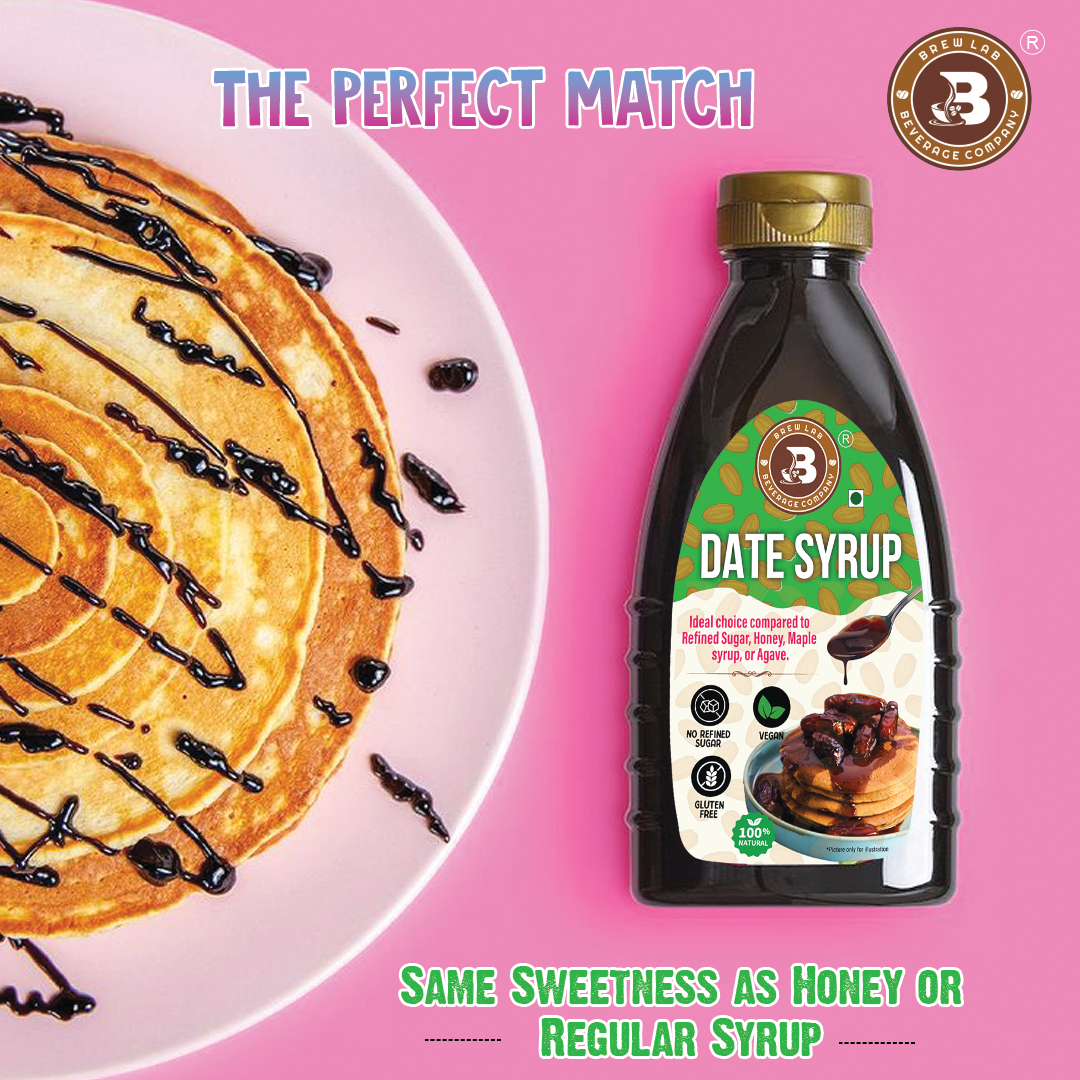 Brew Lab Dates Syrup 400 g - 100% Pure Dates Syrup - No Added Sugar And Preservatives - Syrup For Milk - For Kids, Liquid