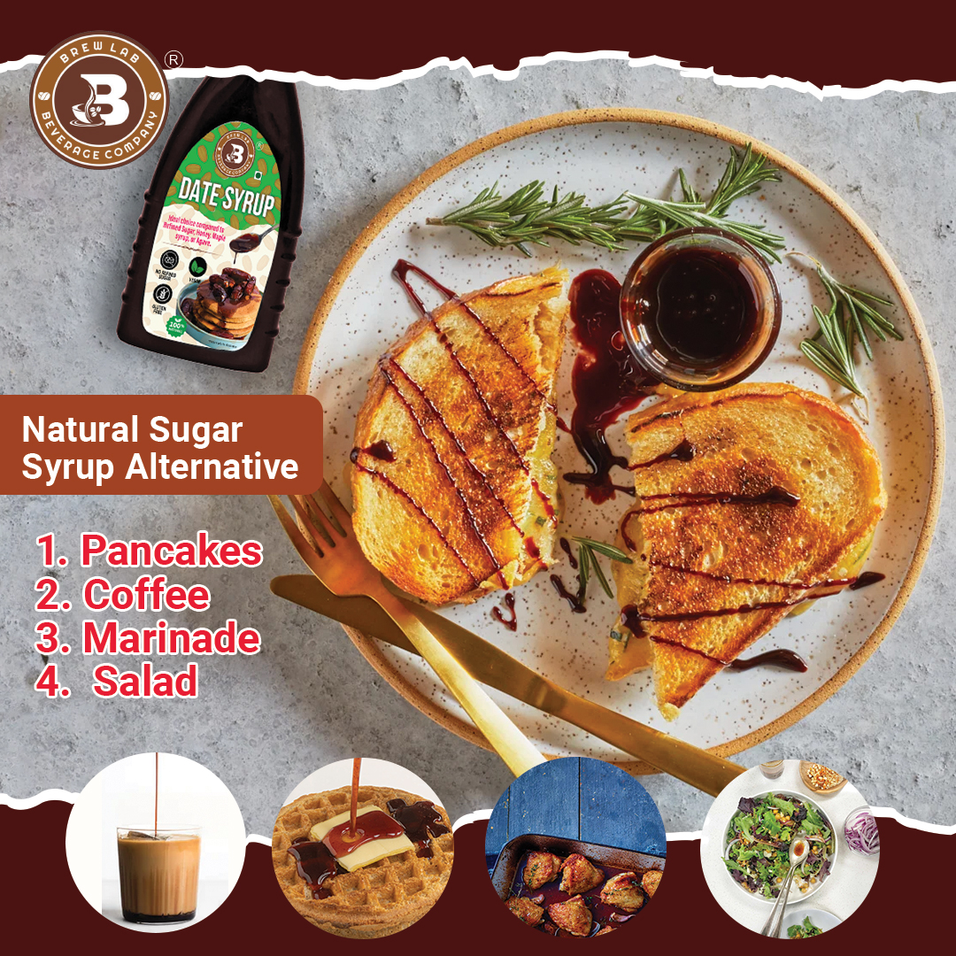 Brew Lab Dates Syrup 400 g - 100% Pure Dates Syrup - No Added Sugar And Preservatives - Syrup For Milk - For Kids, Liquid