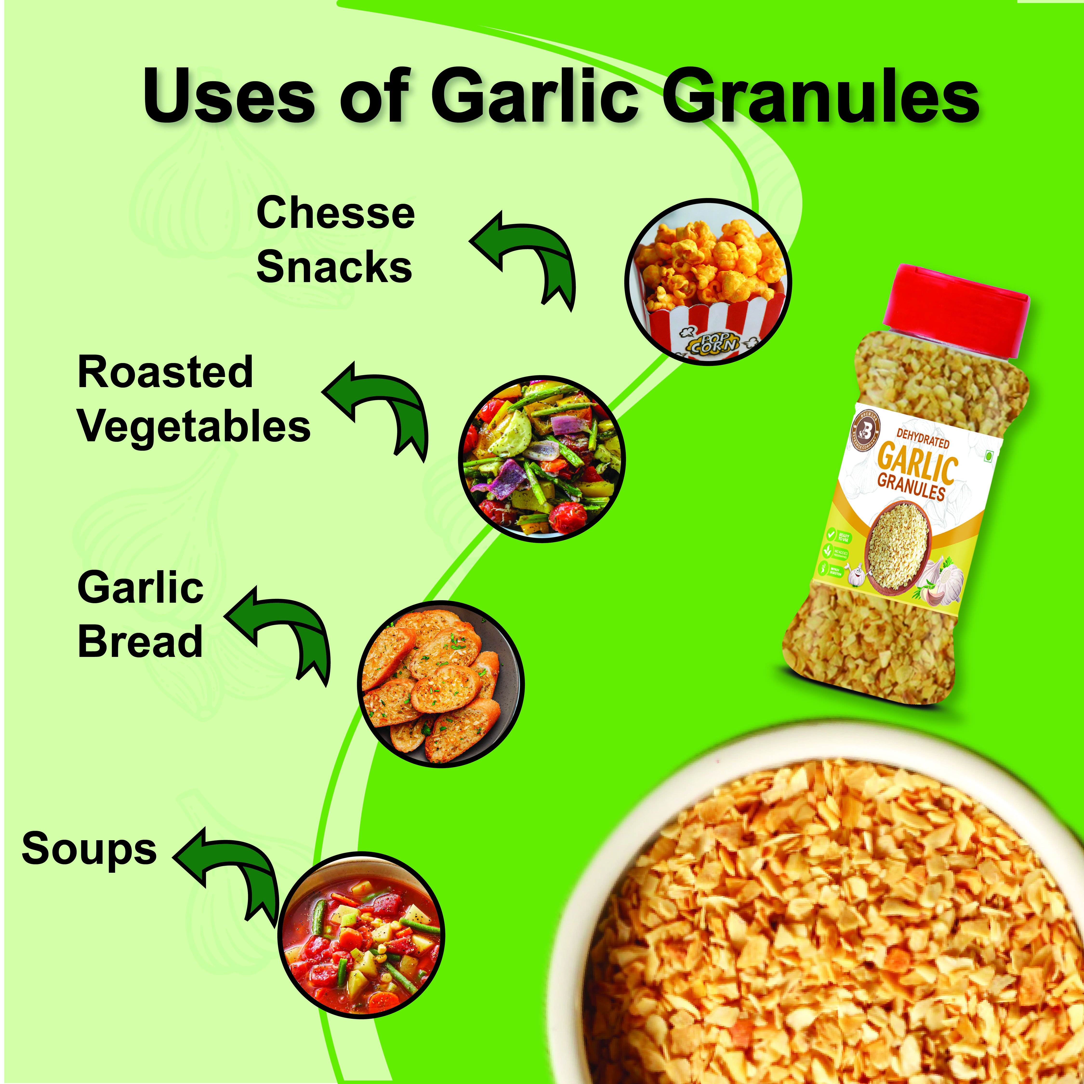 Brew Lab Dehydrated Garlic Granules Chopped Garlic Versatile & Strong Flavor Dried Lehsun (100 g)