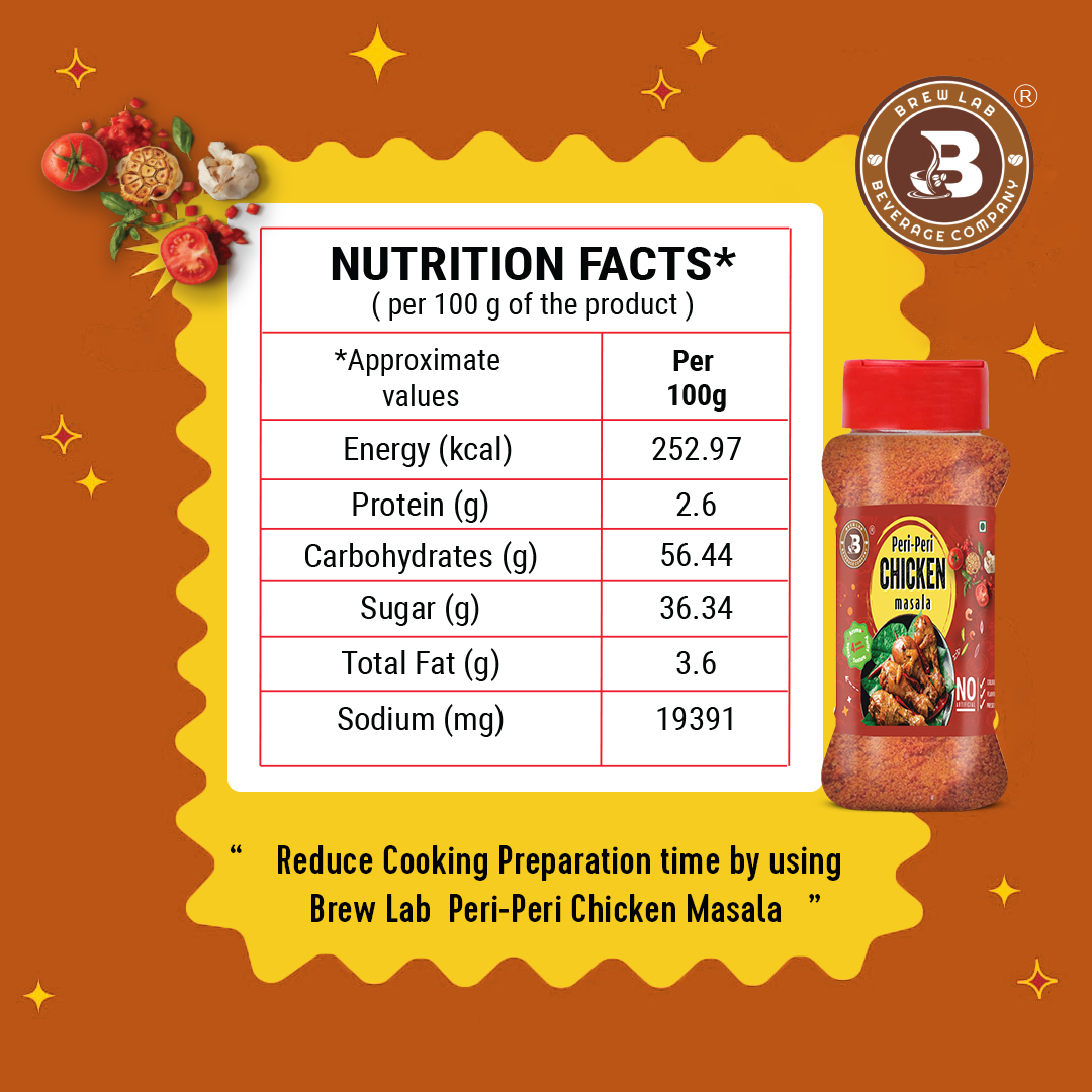 Brew Lab Delicious, Natural and Tasty Peri Peri Chicken Masala | No Added Color | (100 g)