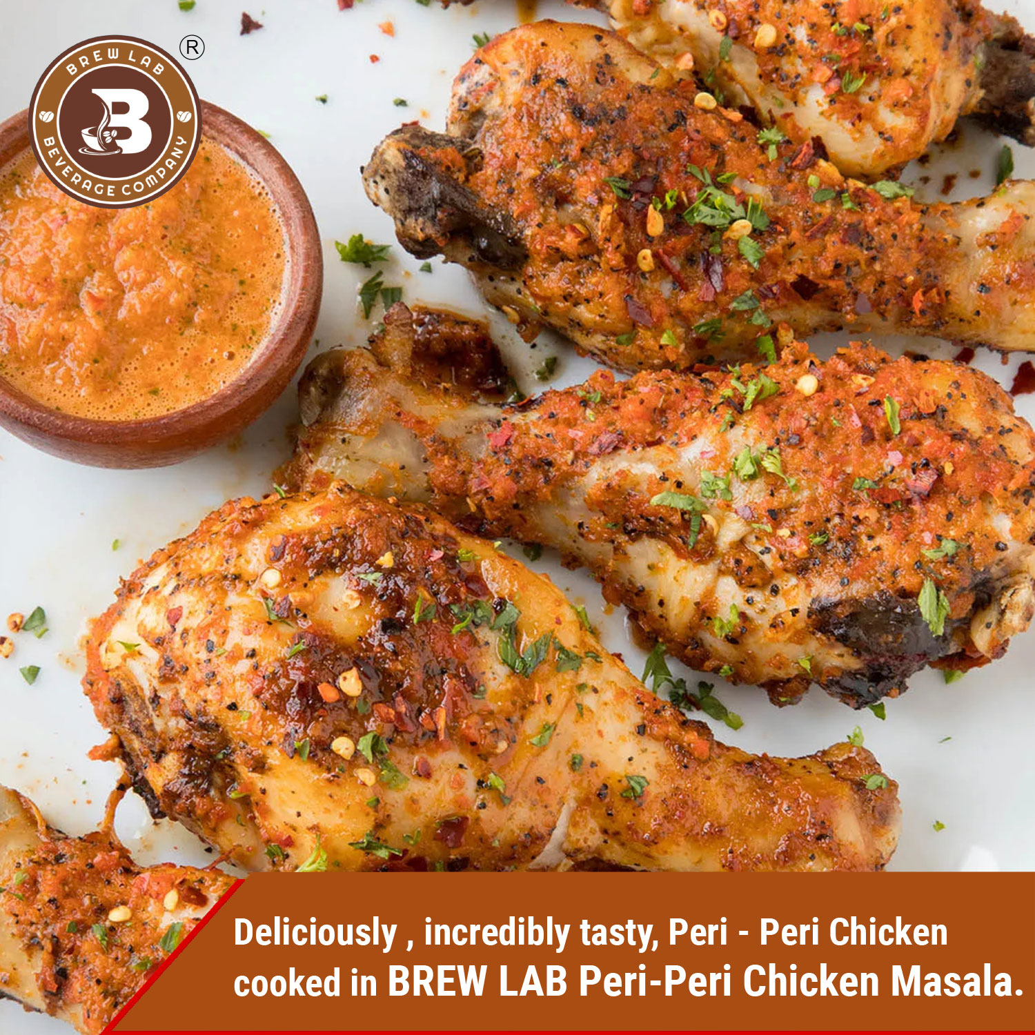 Brew Lab Delicious, Natural and Tasty Peri Peri Chicken Masala | No Added Color | (100 g)
