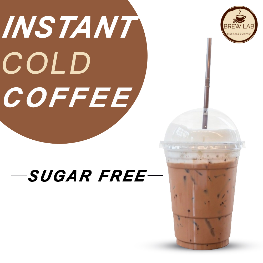 Brew Lab Delicious Sugar Free Instant Premix Cold Coffee Instant Coffee-250 Gm, Powder, Glass Bottle