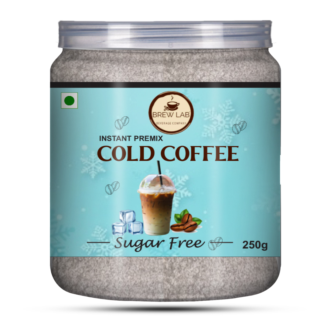 Brew Lab Delicious Sugar Free Instant Premix Cold Coffee Instant Coffee-250 Gm, Powder, Glass Bottle
