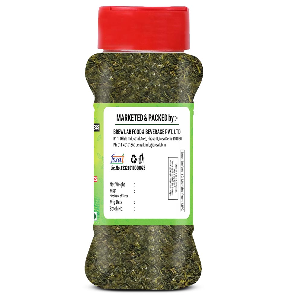 Brew Lab Elaichi Green Tea Leaves | 0% Bitterness Real Herbs | Real Elaichi Flavours | Cardamom Green Tea Plastic Bottle (100 g)