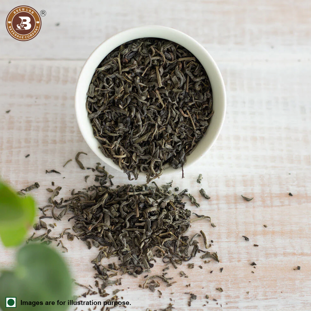 Brew Lab Elaichi Green Tea Leaves | 0% Bitterness Real Herbs | Real Elaichi Flavours | Cardamom Green Tea Plastic Bottle (100 g)