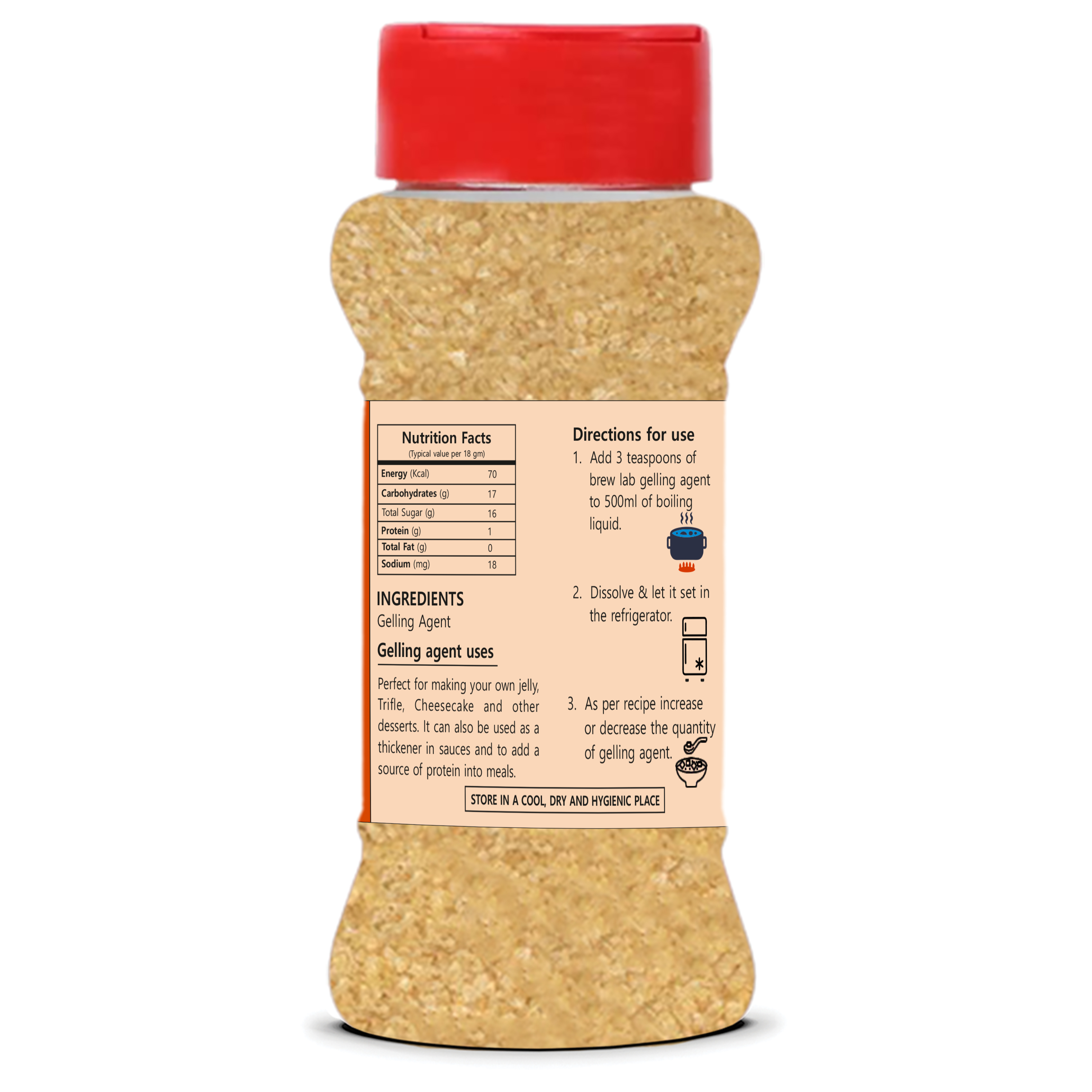 Brew Lab Gelling Agent Powder | For Making Jelly, Trifle, Cake & More | Thickning Agent | Gelatin Powder  (100 g)