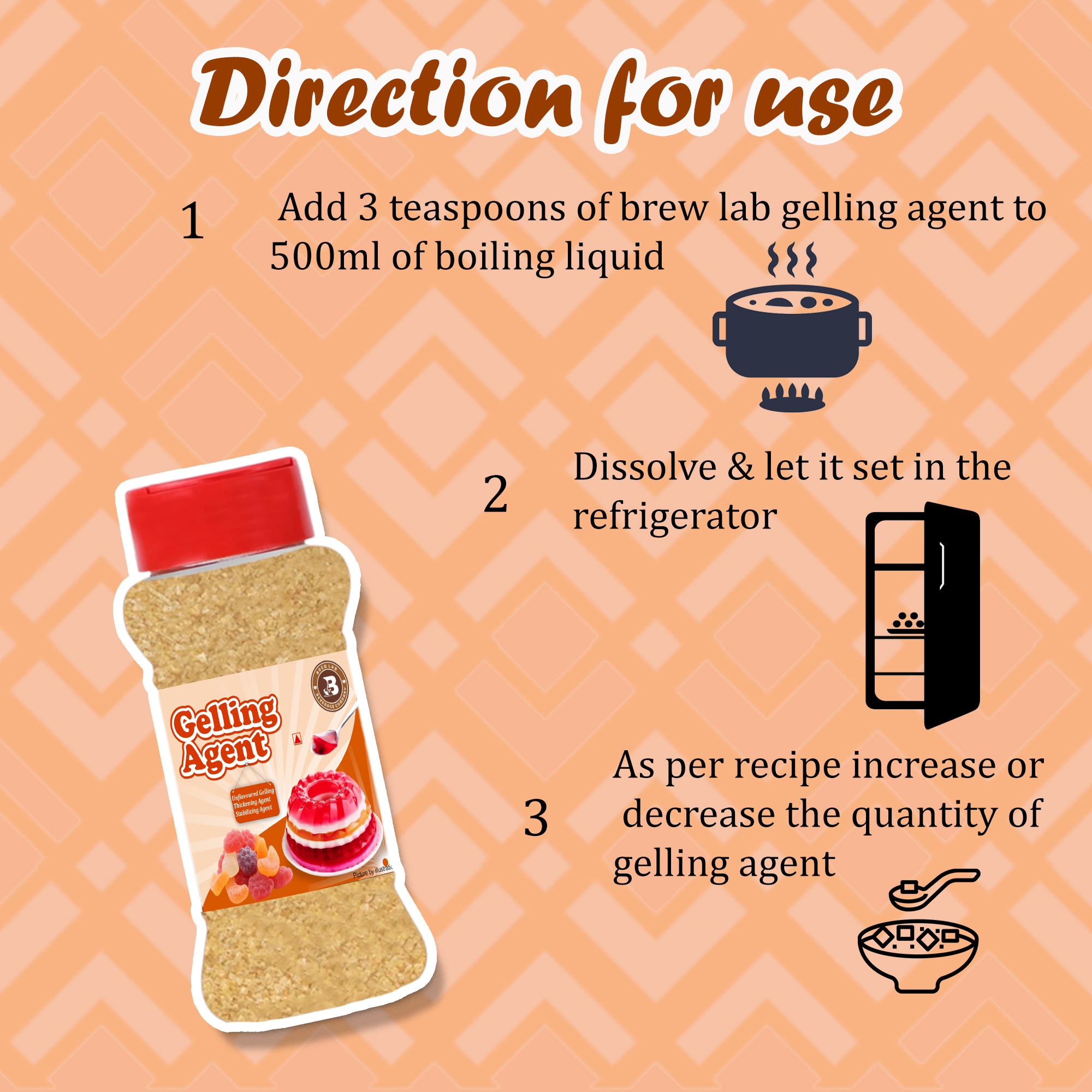 Brew Lab Gelling Agent Powder | For Making Jelly, Trifle, Cake & More | Thickning Agent | Gelatin Powder  (100 g)