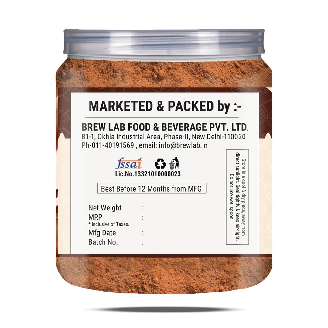 Brew Lab Healthy & Delicious Chocolate Milk Shake Mix || Chocolate Drink Mix Cocoa Powder || 250 g