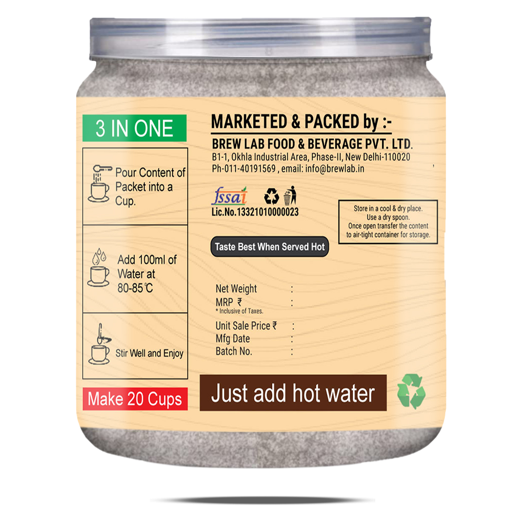 Brew Lab instant Cappuccino Coffee Premix with Zero Sugar| 3 Steps Preparations- No Equipment 250g Instant Coffee (250 g)