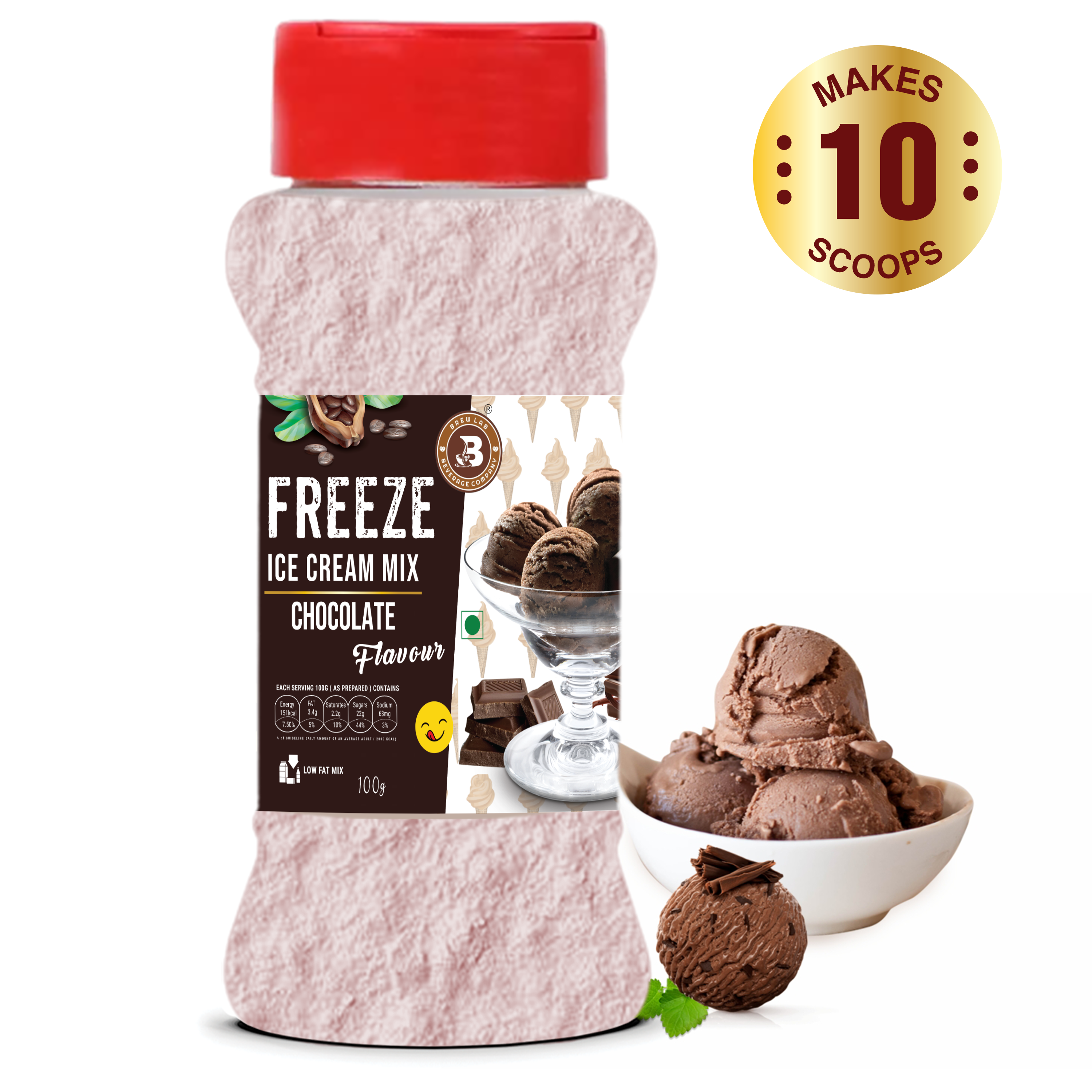 Brew Lab Instant Chocolate Freeze Ice cream Mix Powder | For Tasty & Delicious Ice Cream 100 g