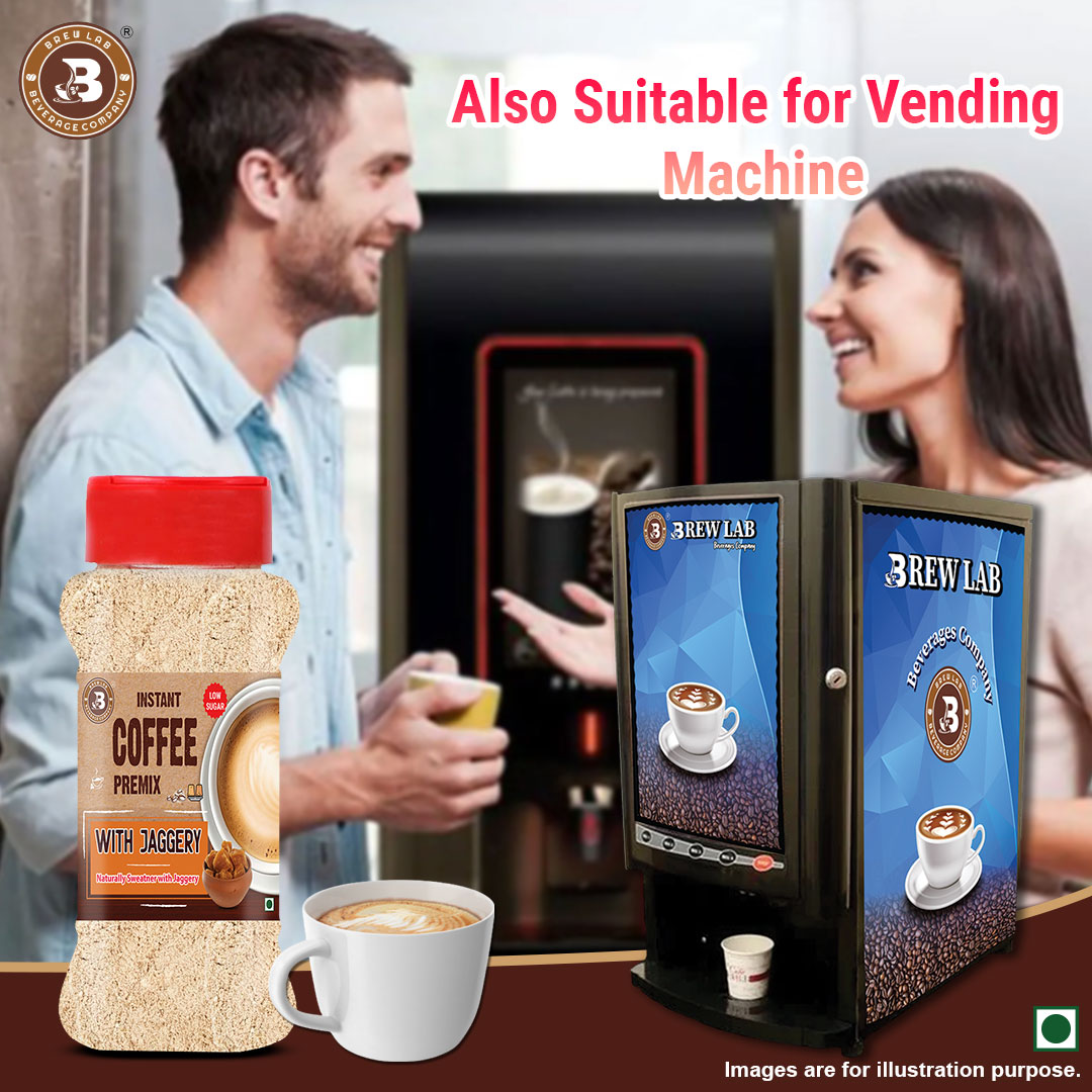 Brew Lab Instant Coffee Premix Low Sugar With Jaggery | Naturally Sweatner With Jaggery | Instant Coffee (100 g)