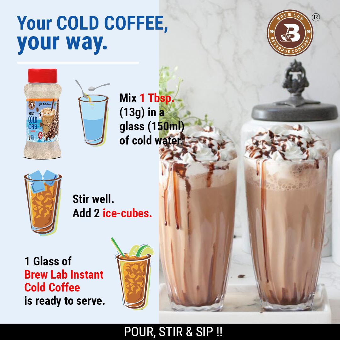 Brew Lab Instant Cold Coffee Premix | Natural Instant Cold Coffee Premix Instant Coffee (100 g, Pure Flavoured)