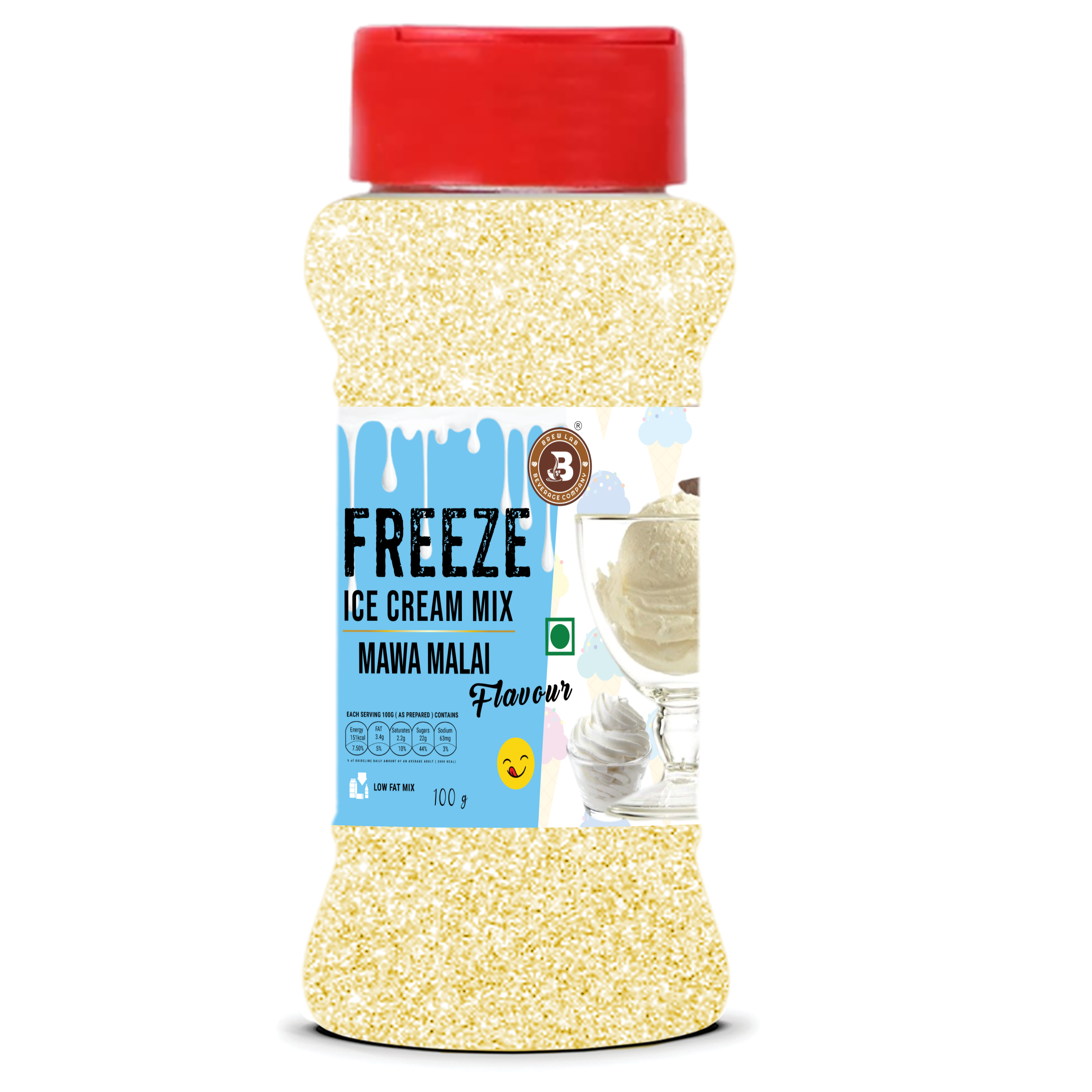 Brew Lab Instant Mawa Malai Freeze Ice cream Mix Powder | For Tasty & Delicious Ice Cream 100 g