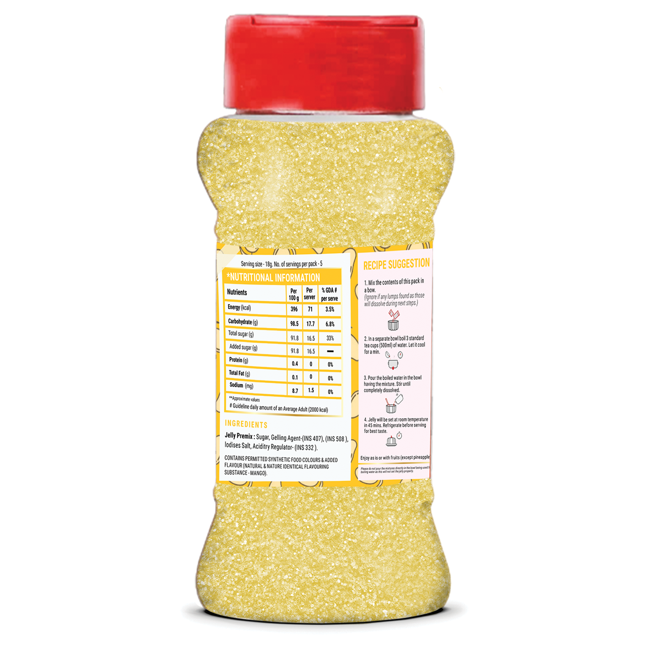 Brew Lab Jelly Crystals Mix Powder For Making Jelly - Mango Flavor | Easy To Make | Ready To Eat | No Gelatin - 100 Gm