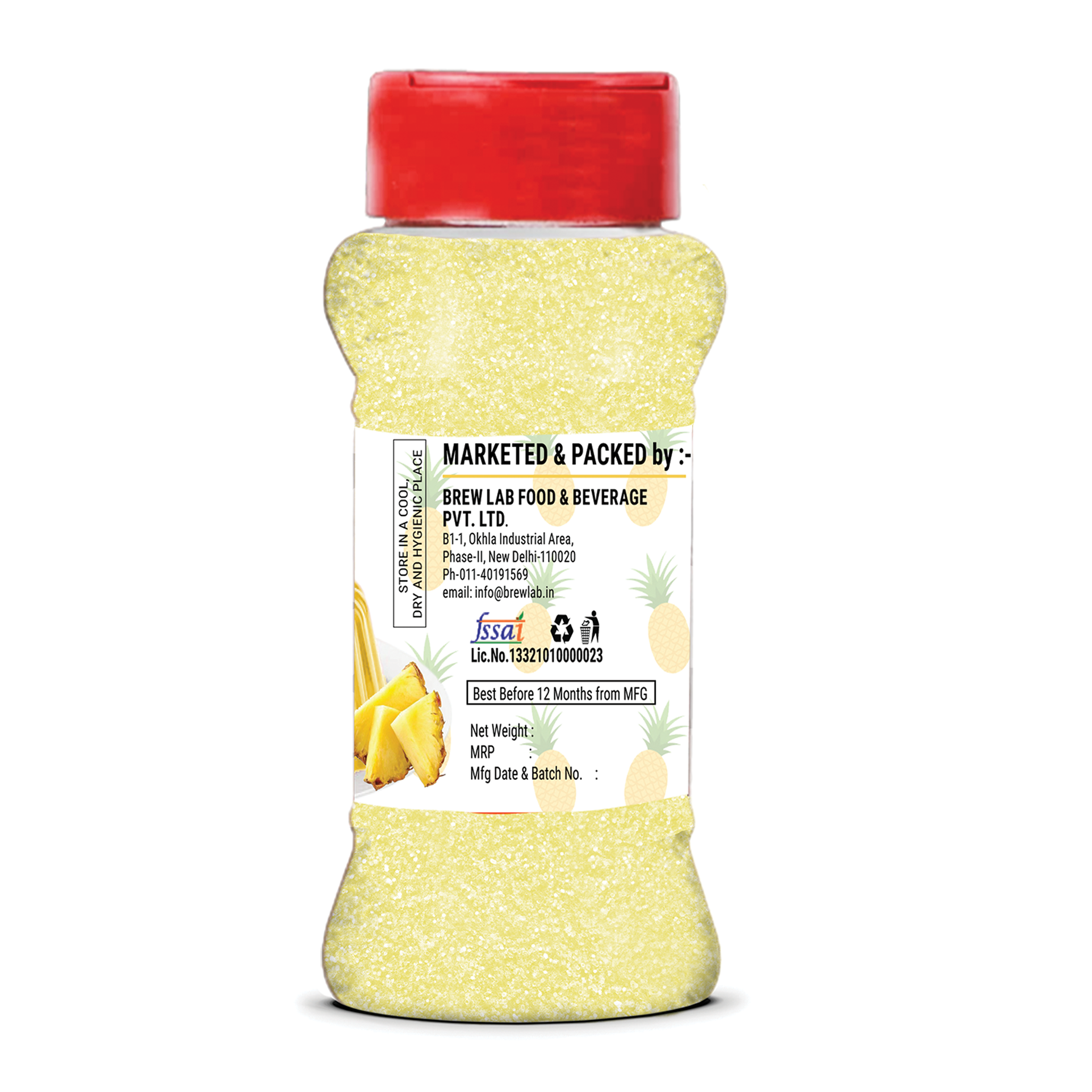 Brew Lab Jelly Crystals Mix Powder For Making Jelly - Pineapple Flavor | Easy To Make | Ready To Eat | No Gelatin - 100 Gm