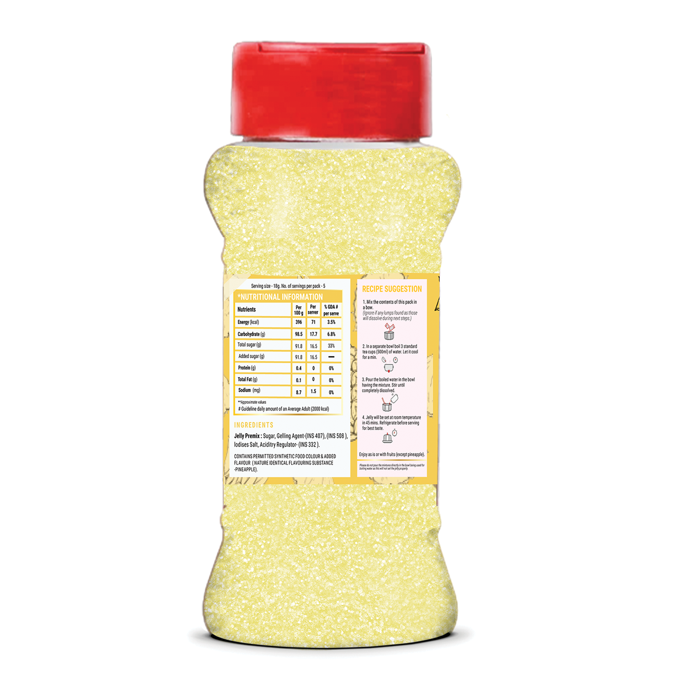 Brew Lab Jelly Crystals Mix Powder For Making Jelly - Pineapple Flavor | Easy To Make | Ready To Eat | No Gelatin - 100 Gm