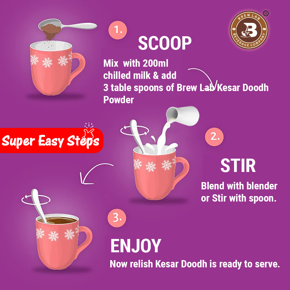 Brew Lab Kesar Doodh Low Sugar | Milk Perfect Partner Real Taste of Kesar | (100 gm)