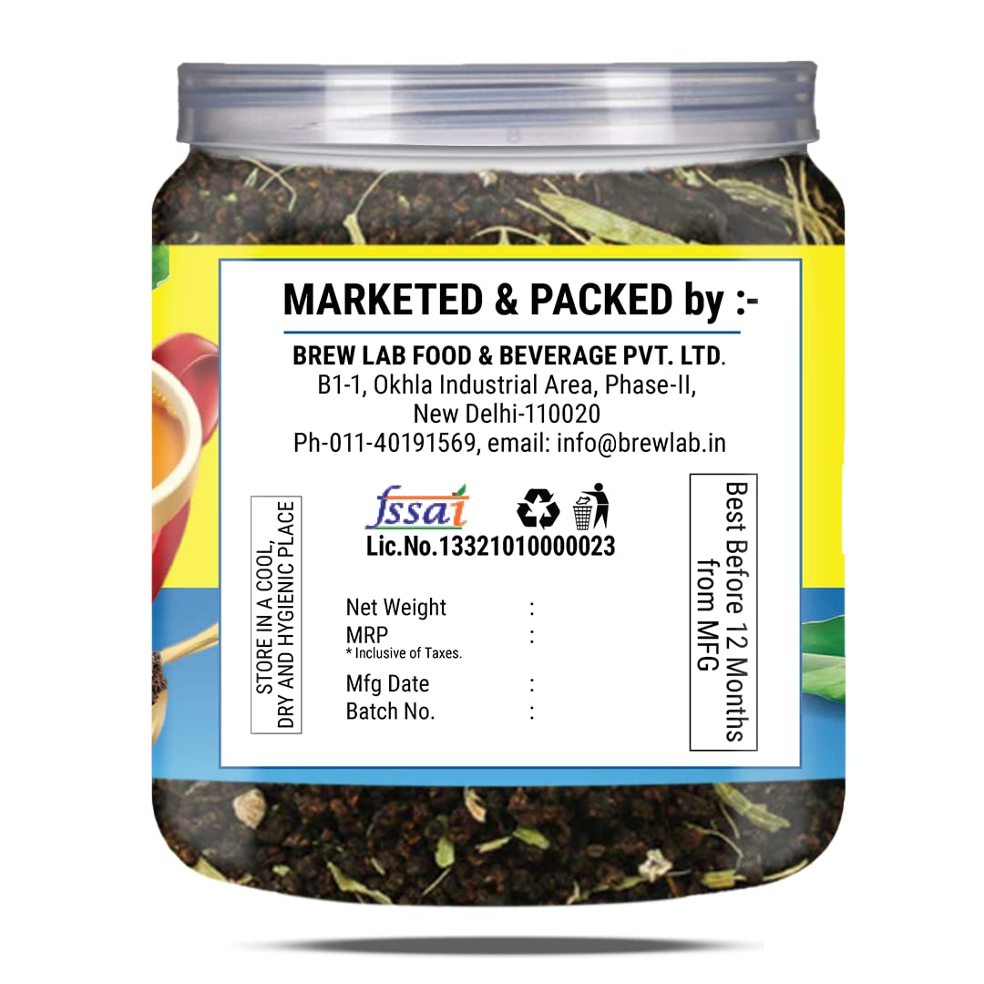 Brew Lab Rich & Aromatic Lemon Grass Assam CTC Tea Goodness of Lemon Grass Great In Taste Lemon Grass Herbal Tea Mason Jar (250 gm)