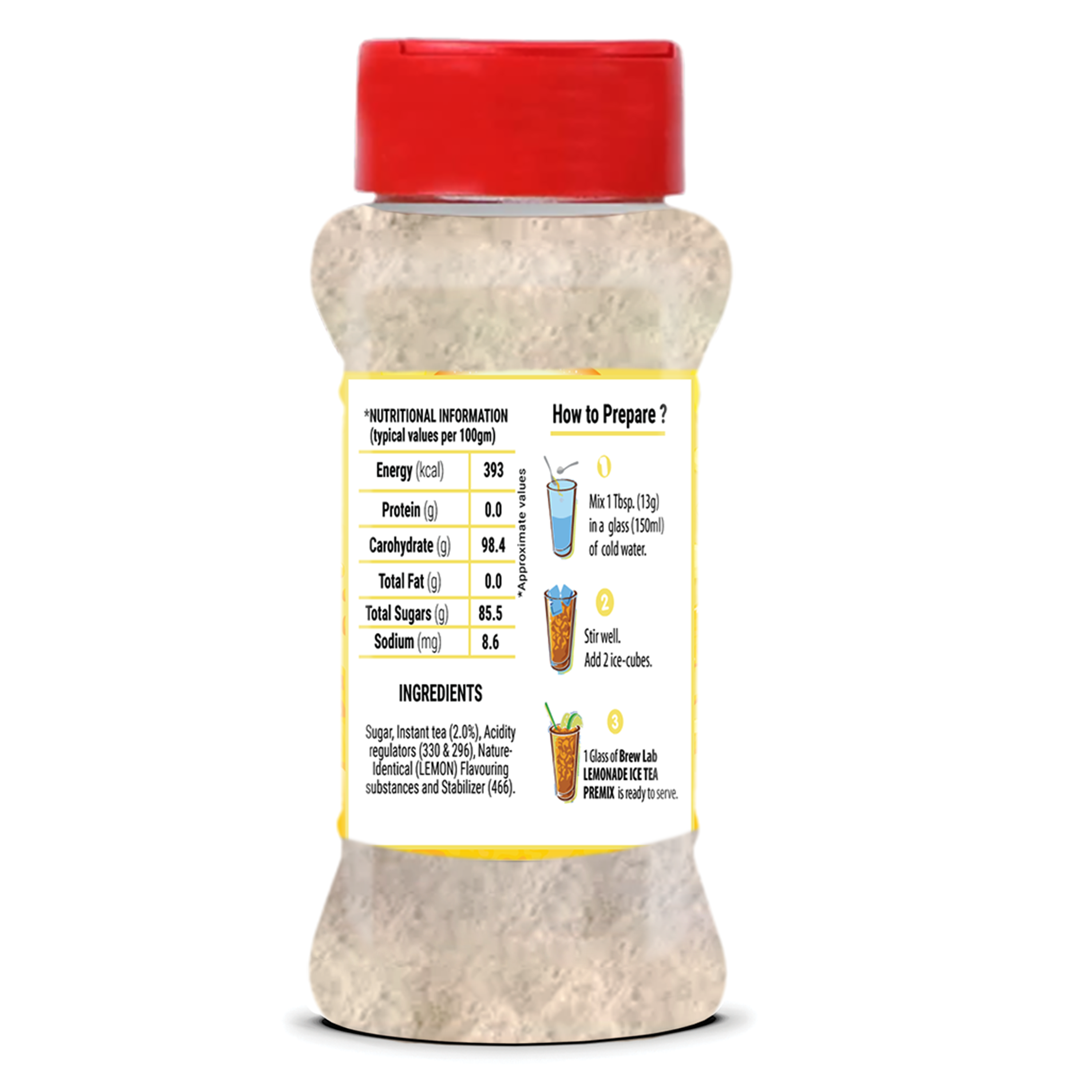 Brew Lab Lemonade Ice Tea Premix | Natural Lemon Flavor | Build Immunity & Digestion Lemon Iced Tea Plastic Bottle (100 g)