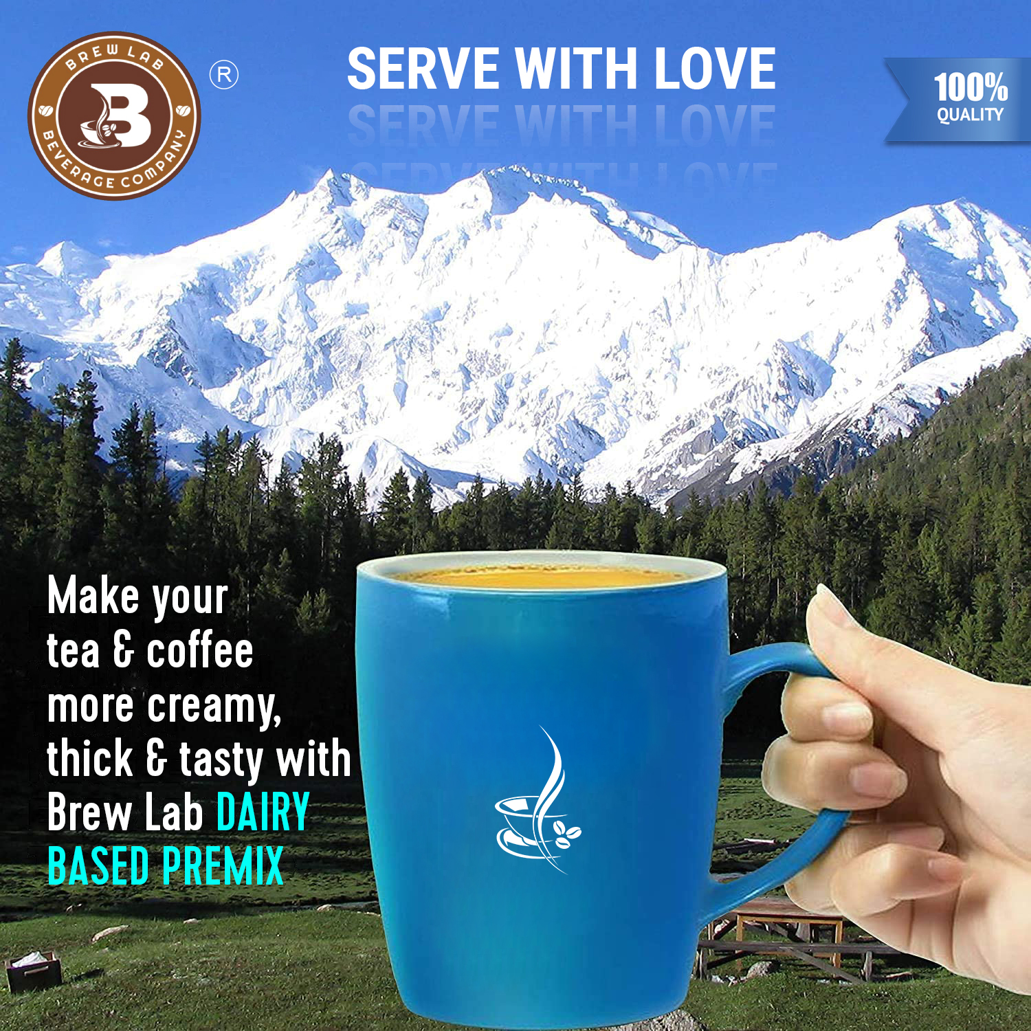 Brew Lab Low Sugar Dairy Based Premix -Suited for Vending Machine Also Milk Substitutes Powder(1kg)