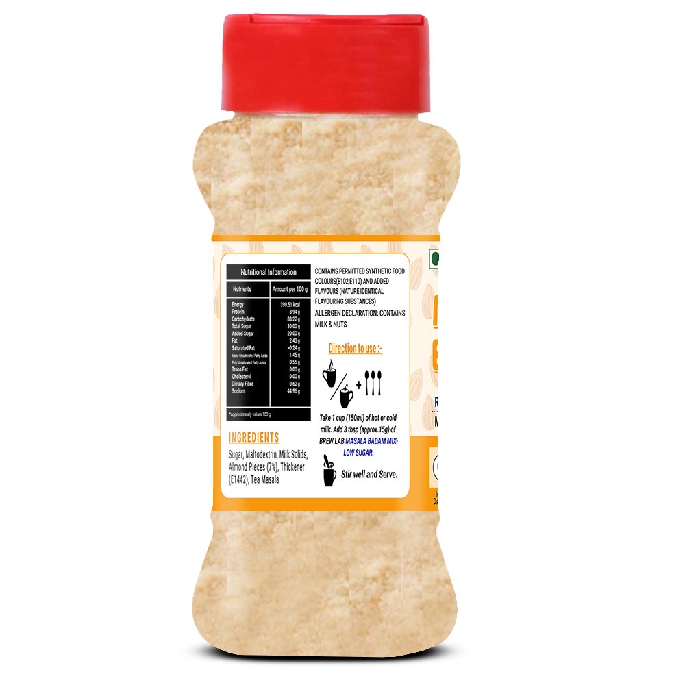 Brew Lab Masala Badam Mix Low Sugar | Real Bits Of Badam Mix It With Hot/Cold Milk | (100 g)