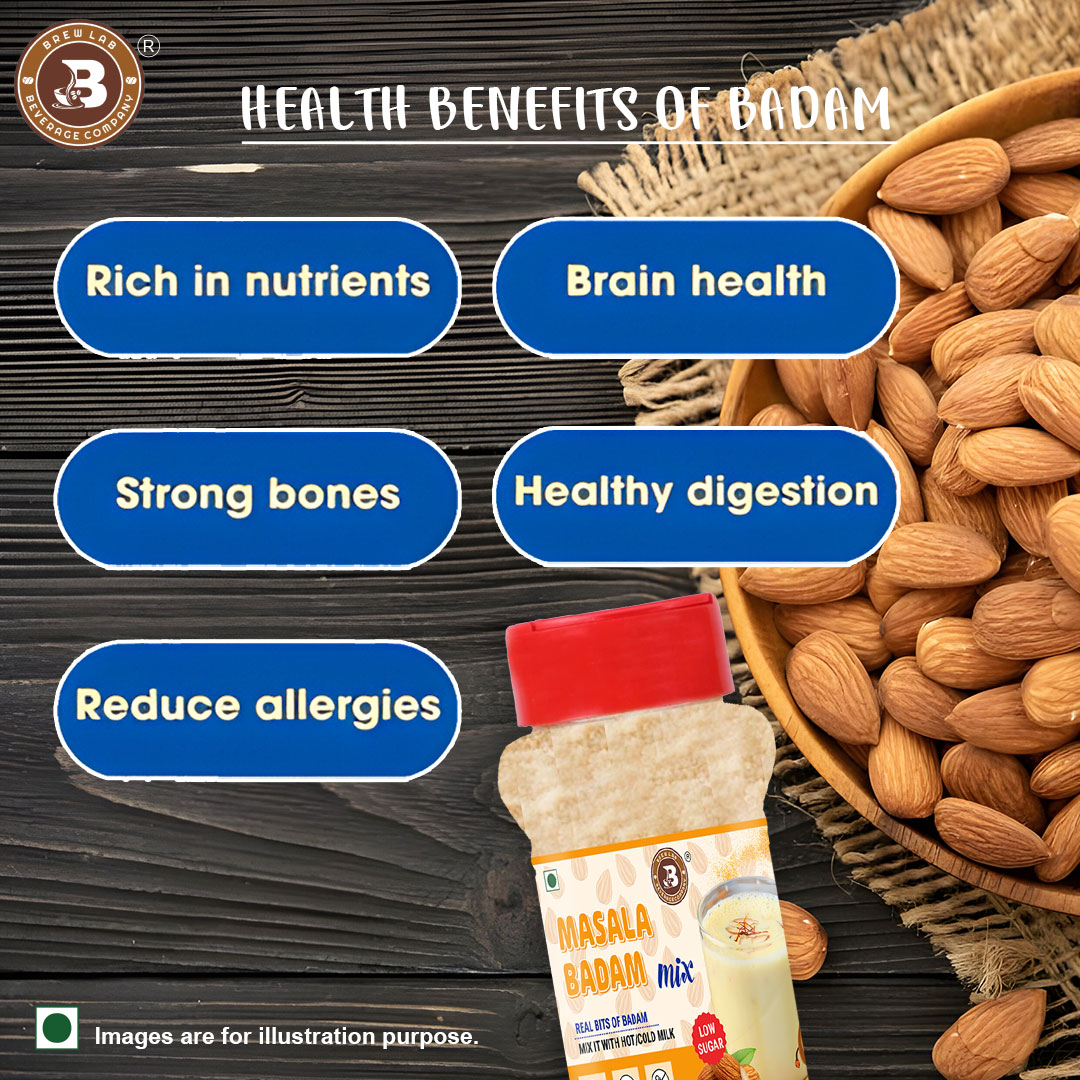 Brew Lab Masala Badam Mix Low Sugar | Real Bits Of Badam Mix It With Hot/Cold Milk | (100 g)