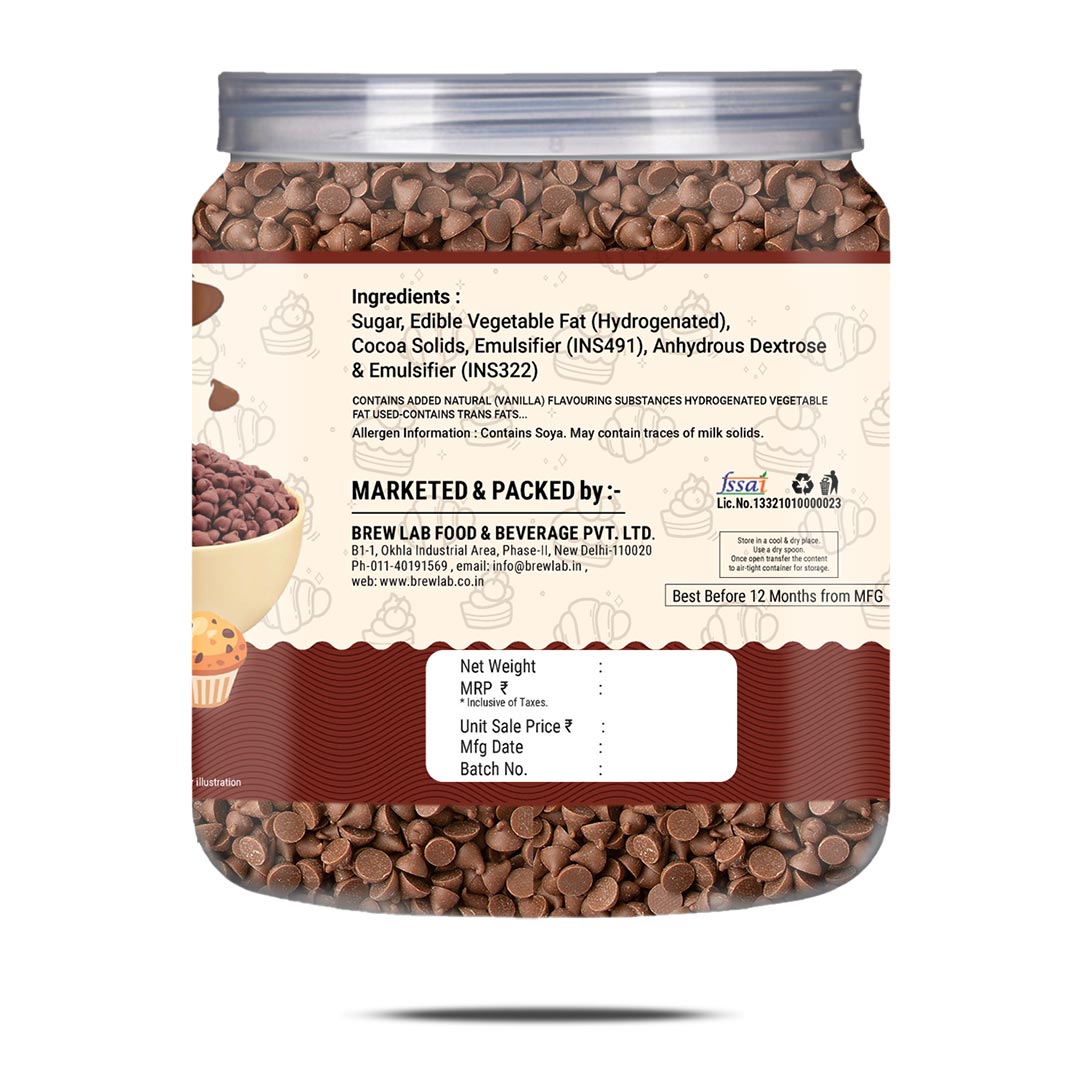 brew lab Milk Choco Chips for Cake Decoration, cookies & ice cream Chips-250 gm