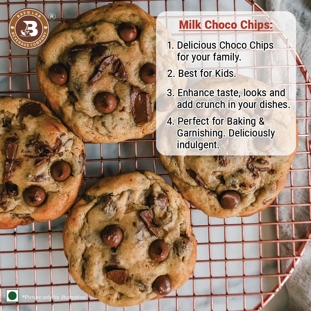 brew lab Milk Choco Chips for Cake Decoration, cookies & ice cream Chips-250 gm