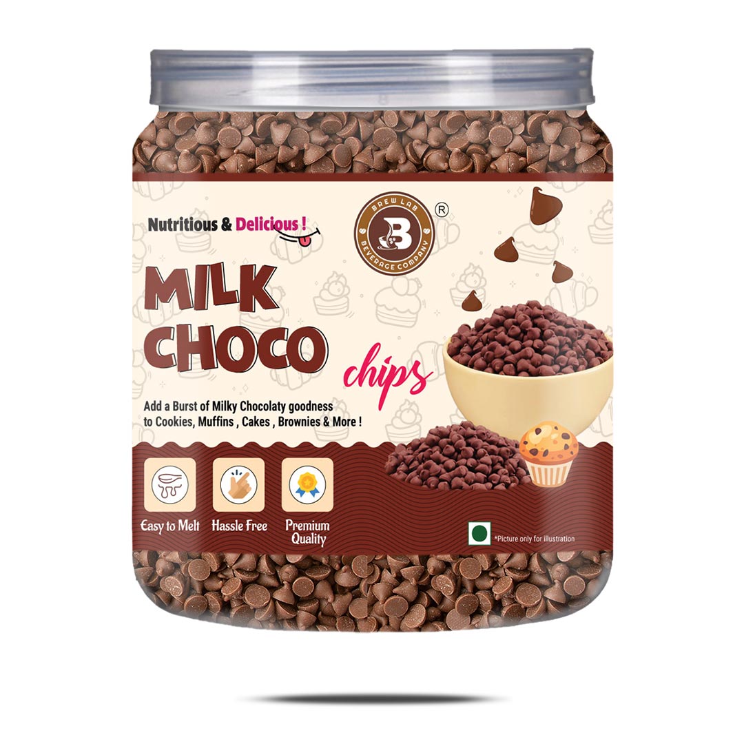 brew lab Milk Choco Chips for Cake Decoration, cookies & ice cream Chips-250 gm