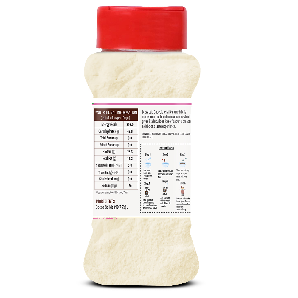 Brew Lab Milkshake Mix Powder Rose Flavor Refreshing & Nutritious Instant Drink Mix 100 g