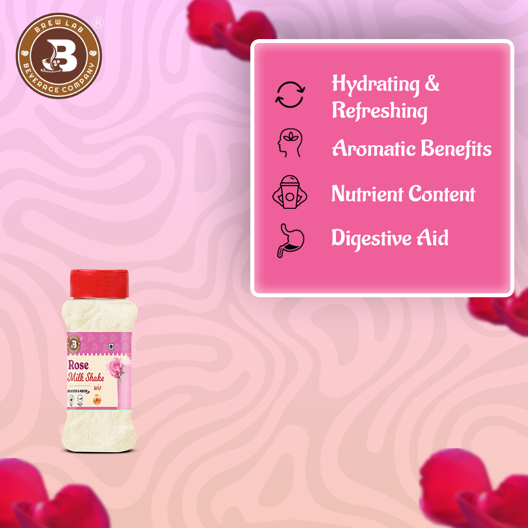 Brew Lab Milkshake Mix Powder Rose Flavor Refreshing & Nutritious Instant Drink Mix 100 g