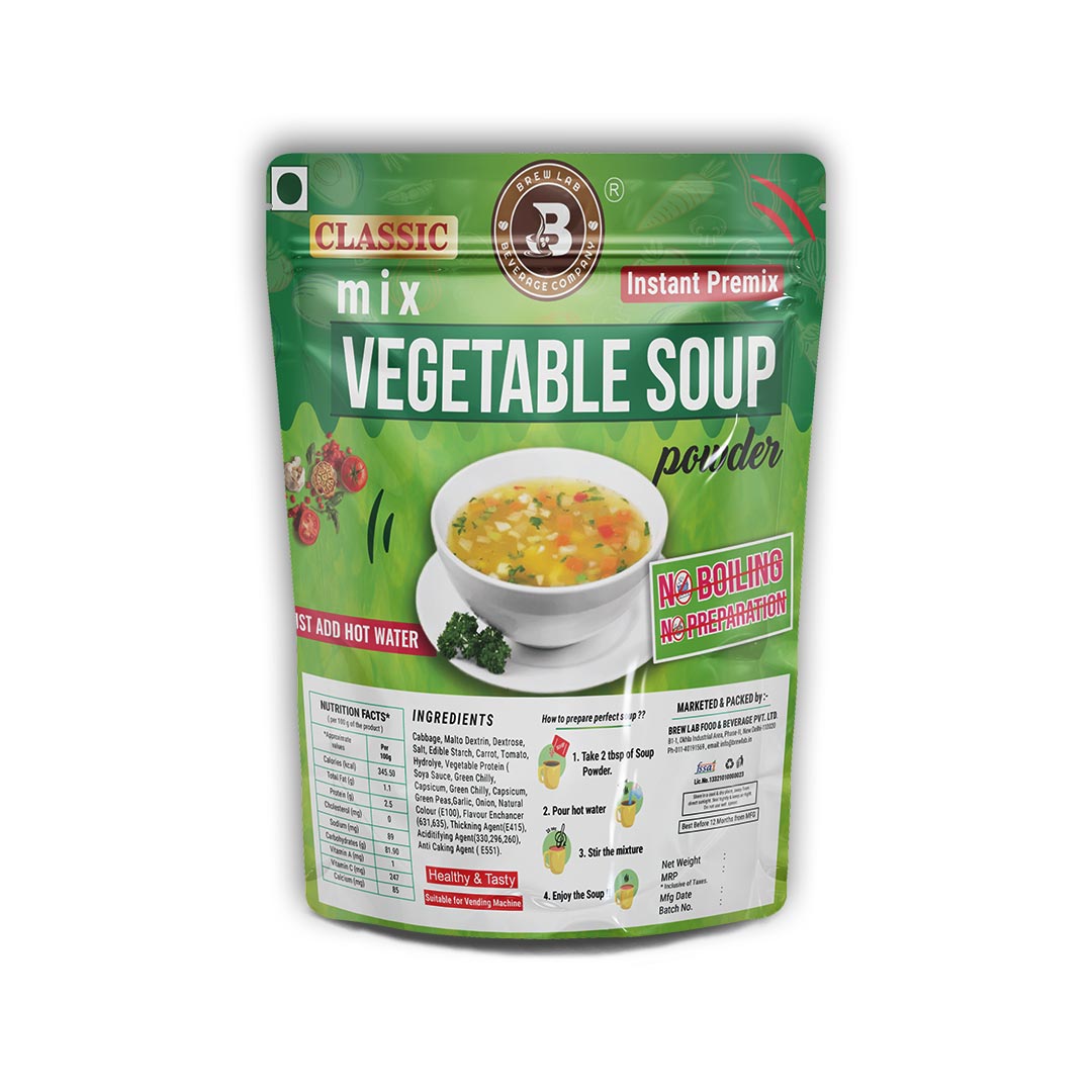 Brew Lab Mix Veg Soup + Hot & Sour Soup Powder Combo | Just Add Hot Water Rich In Protein 50g X 2 (Pack of 2, 100 g)