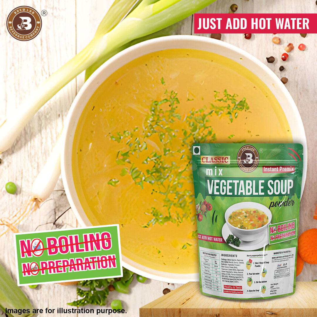 Brew Lab Mix Veg Soup + Hot & Sour Soup Powder Combo | Just Add Hot Water Rich In Protein 50g X 2 (Pack of 2, 100 g)
