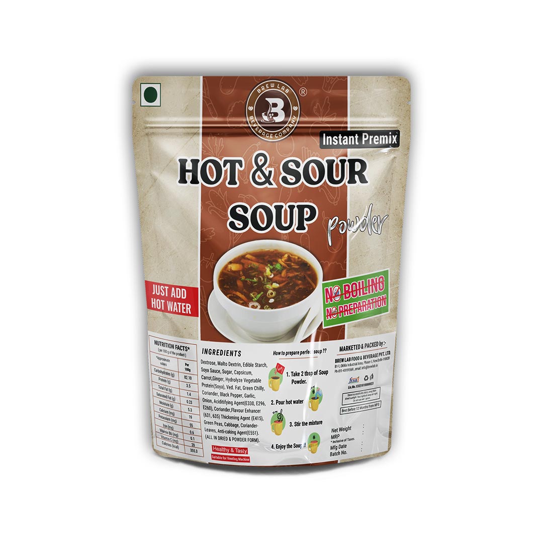 Brew Lab Mix Veg Soup + Hot & Sour Soup Powder Combo | Just Add Hot Water Rich In Protein 50g X 2 (Pack of 2, 100 g)