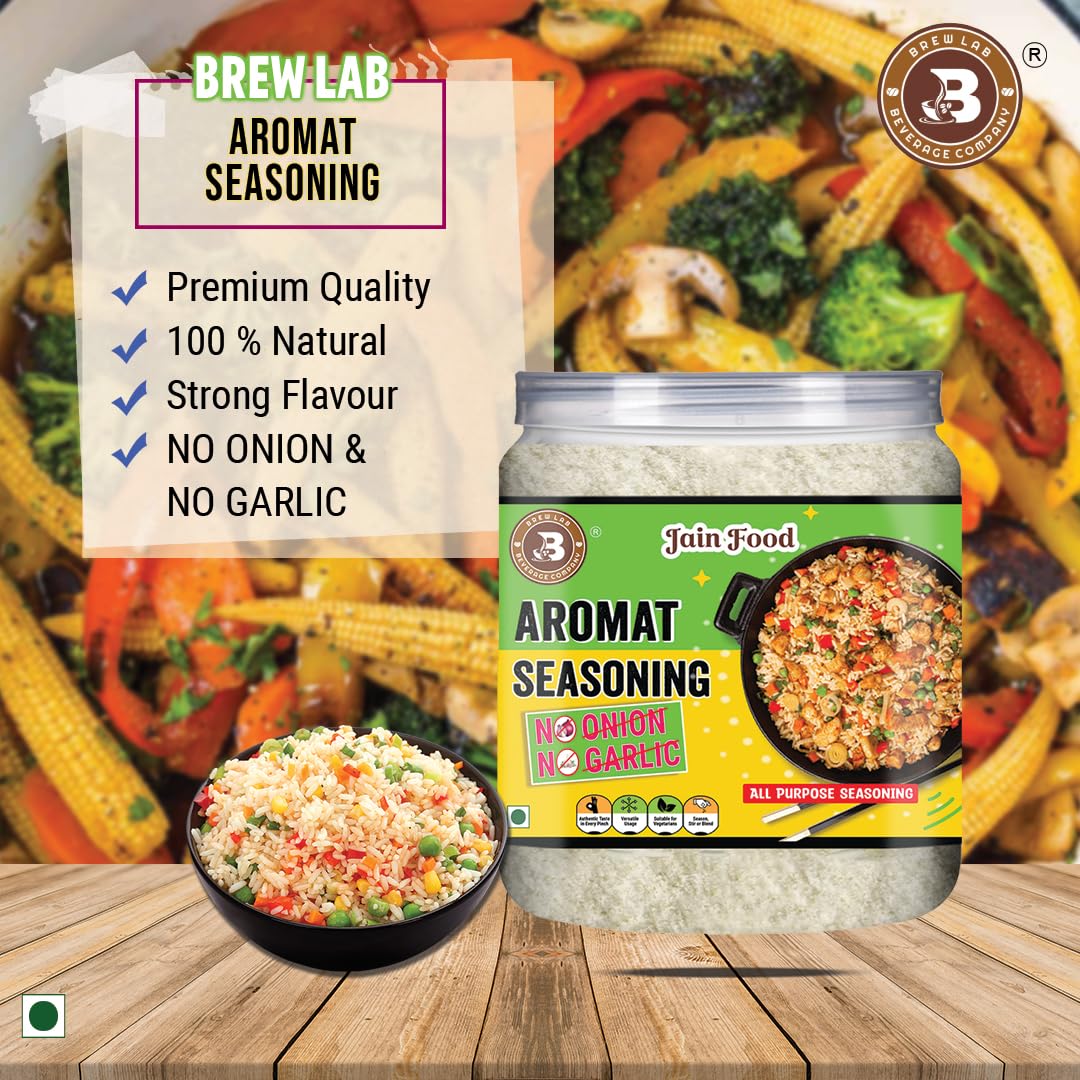 Brew Lab NO Onion No Garlic Aromat Seasoning | Ideal For Jain Food | Flavor Enhancer 