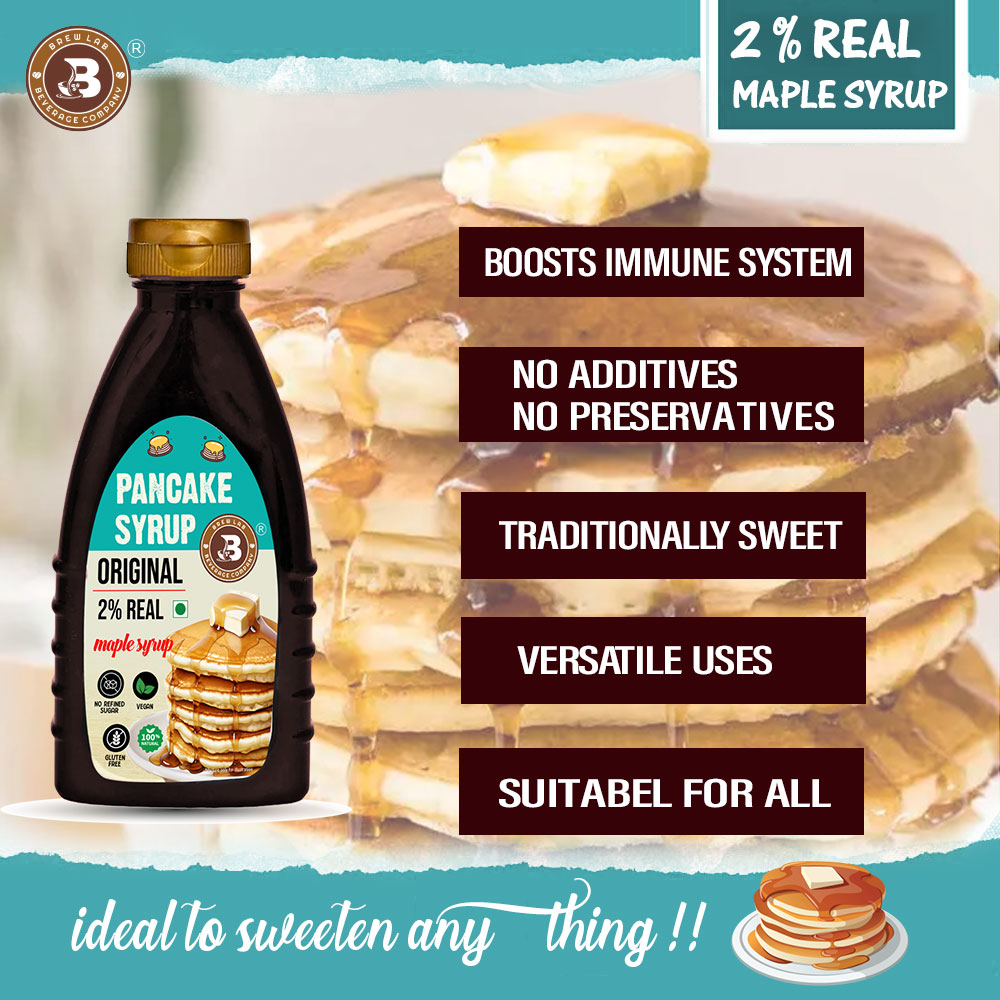 Brew Lab Pancake Syrup 400 ml | Vegan & Gluten Free | No Refined Sugar | Plant Based Maple Syrup | (400 ml, Pack of 1)