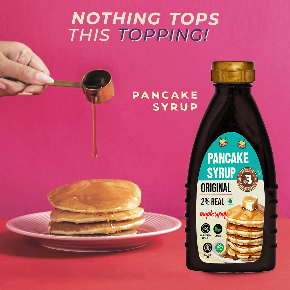 Brew Lab Pancake Syrup 400 ml | Vegan & Gluten Free | No Refined Sugar | Plant Based Maple Syrup | (400 ml, Pack of 1)