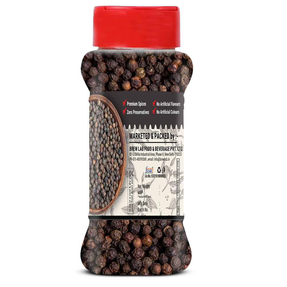 Brew Lab Pepper-100g + Mace-70g + Cinnamom-50g + Elaichi-80g + BayLeaf-50g + Clove-100g - 450 gm