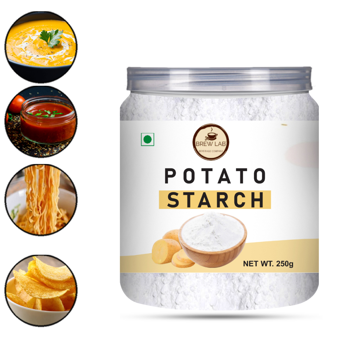 Brew Lab Potato Starch Powder, Vegan, Gluten Free for Potato Snacks, bakery, breading, meat coating Baking Powder-250 gm