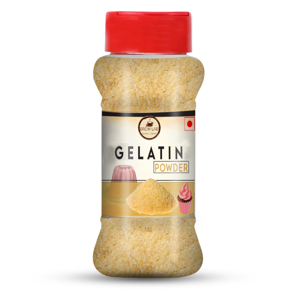 Brew Lab Pure Edible Gelatin Powder Perfect for Jellies, desserts, Puddings & more - 100 Gram