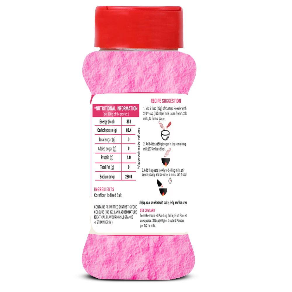Brew Lab Rich & Creamy Strawberry Flavour Custard Powder | Good Source Of Energy | 100 g