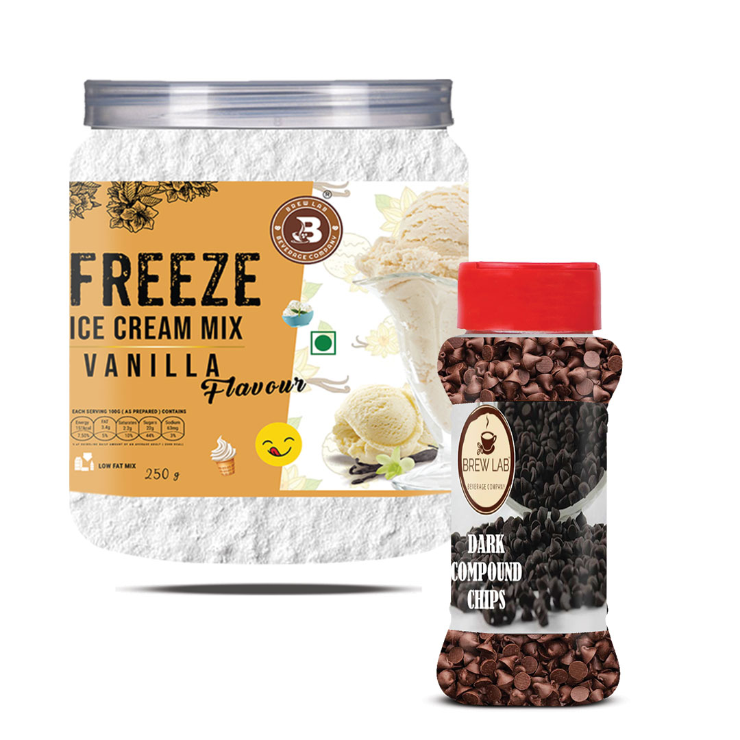 Brew Lab Vanilla Ice Cream-250G & Dark Chips-100G Combo-350g 350 g (Pack of 2)