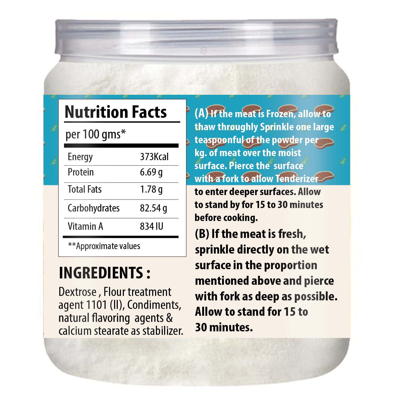 Brew Lab Veg & Gluten Free Tenderizer Powder for Softening Meat, Koftas | BBQ Rub-250g (250 g)