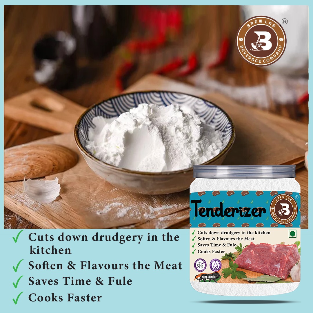 Brew Lab Veg & Gluten Free Tenderizer Powder for Softening Meat, Koftas | BBQ Rub-250g (250 g)