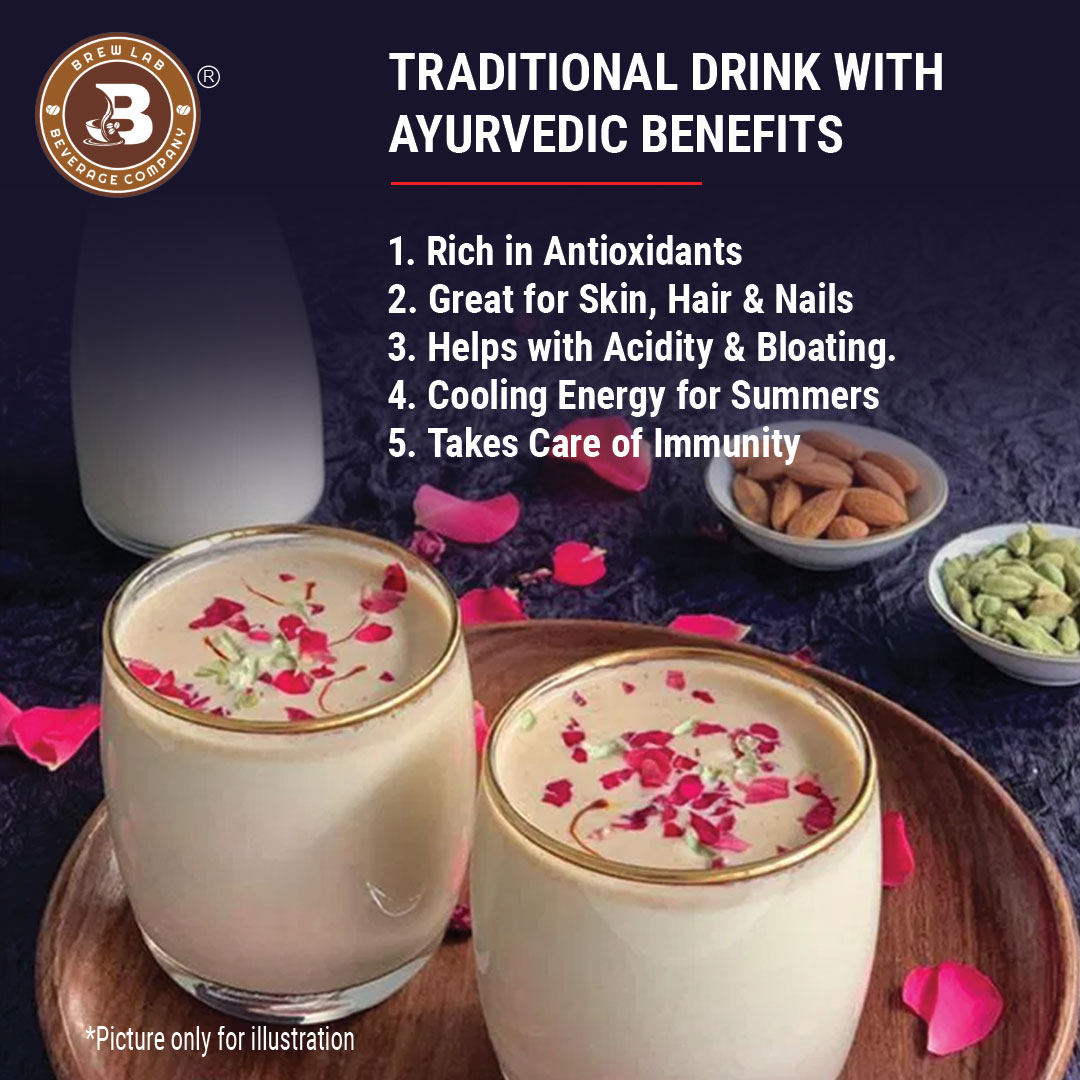 Brew Lab Vegan Thandai Drink Mix with Badam, Kesar and Elaichi | 100% Plant Based, Gluten Free, Lactose Free, Dairy Free | No Added Preservatives 250 gm