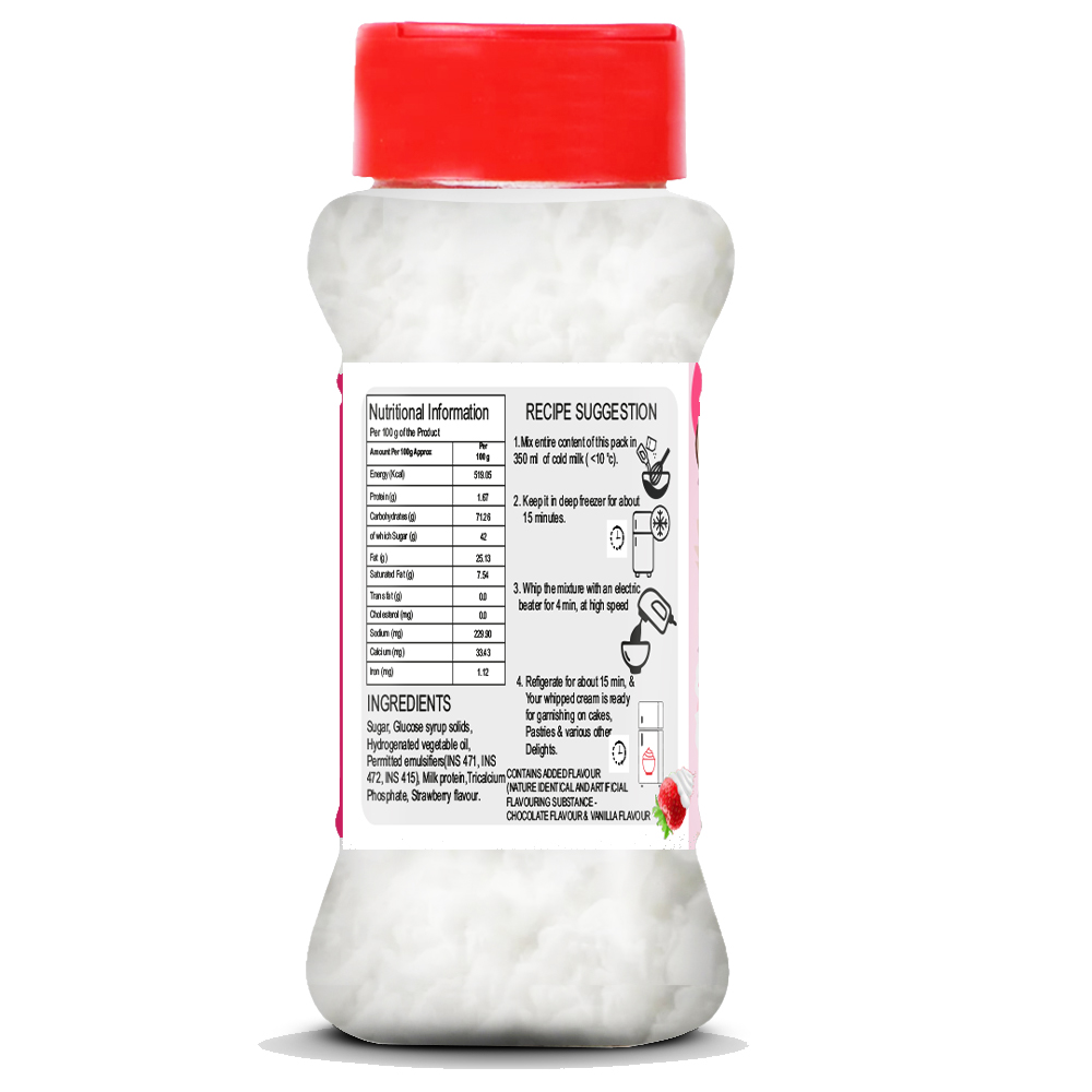 Brew Lab Whipping Cream Powder Mix Strawberry Flavour Perfect For Cake, Dessert, & More Topping (100 g, Strawberry)